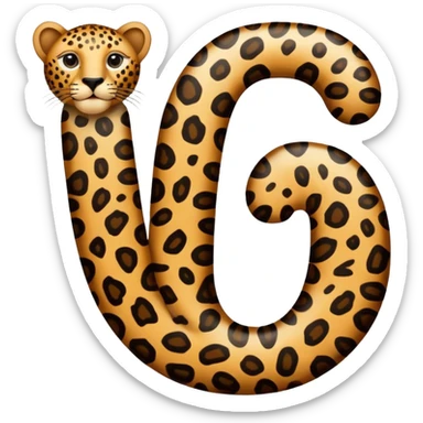 a letter c on a leopard print background sticker