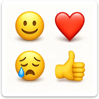 make four emojis on white background with good amount of shadow  sticker