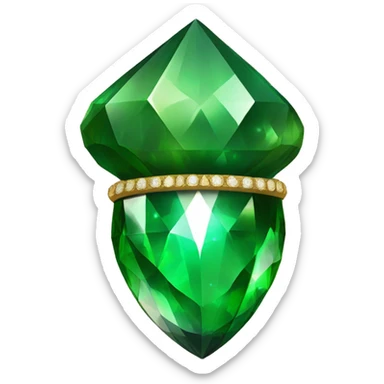 sparkling emerald Acorn like diamond with stem made of gold sticker
