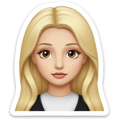 A blonde woman, long hair and long eye lashes, makeup sticker