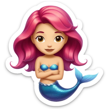 A cute mermaid emoji, looking coy and mischievous with a flirty smirk.  sticker