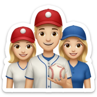 Two blonde women and a man with baseball cap on  sticker