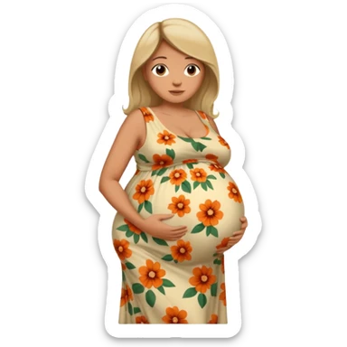 heavily pregnant woman with extremely abnormally huge overdue belly sticker