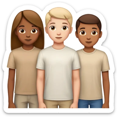 two teen boy siblings posing with a random 10-year-old girl sticker