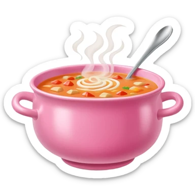 yummy soup in pink bowl sticker