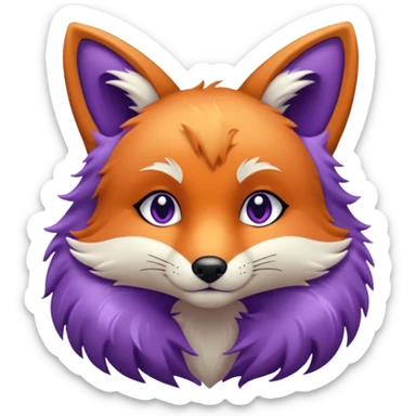 glitter purple and cian fox sticker
