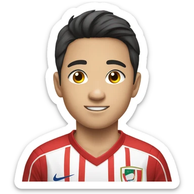 young boy soccer player handsome brunette white skin southest asian sticker