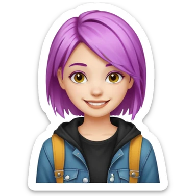 stylish teen girl and dyed her hair, grunge outfit sticker