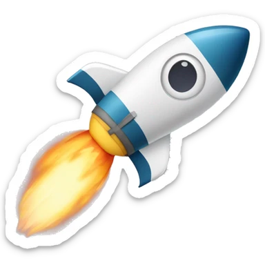une loupe avec une rocket qui s'envole et de la fumee sticker