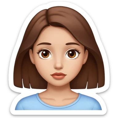 Fille avec cheveux bruns lisses petits lèvres  sticker