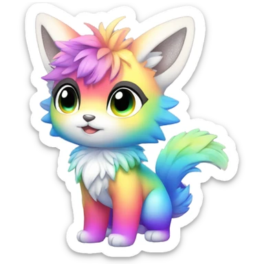 Anthro sparkle-rainbow-gradient-shiny-Chibi-style-Fur-Sona-Fakémon Full Body sticker