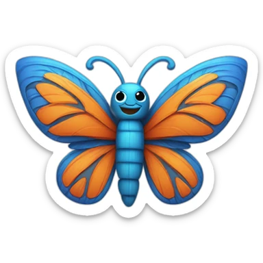 Six Tiki with colors blue and orange-butterfly sticker