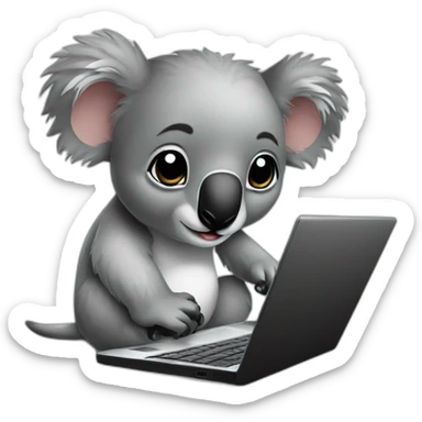 koalas-wearing-square-and-white-tee-working-on-a-black-laptop sticker