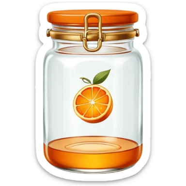 Hermès-style vintage jam jar, glass with Hermès orange and gold details, minimal, cute emoji style sticker