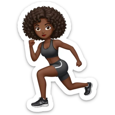 brunete curl medium hair woman black skin working out sticker
