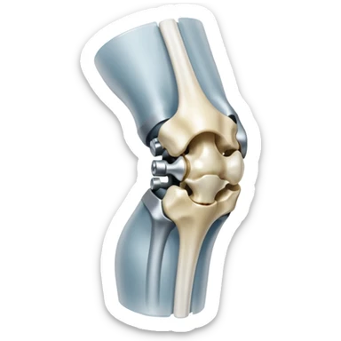 3D render of Metal Plate in Knee, X-Ray imaging aesthetic, translucent materials showing internal structure, white leg bones with bright opaque white metal screws, medical scan style, Apple emoji style, isolated on white background --v 6.0. sticker