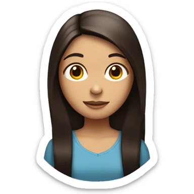 girl with dark brown long straight hair with monkey on her shoulder  sticker