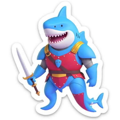 anthropomorphic shark wearing knight armor sticker