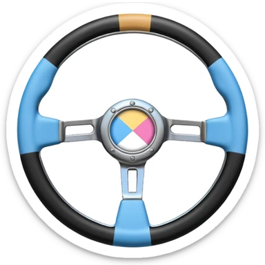 steering wheel with transgender pride flag colors with bdsm implification sticker