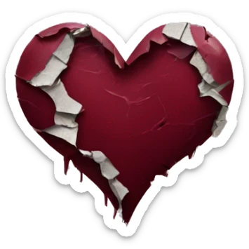 torn maroon heart sticker