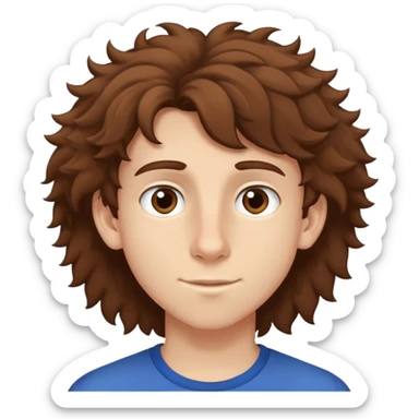 tall teenage boy with brown fluffy hair and brown eyes, big nose with no braces sticker