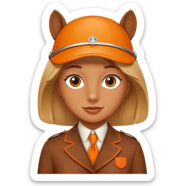 Hermès-style horse jumping, classic equestrian look, Hermès orange accents, cute emoji style sticker