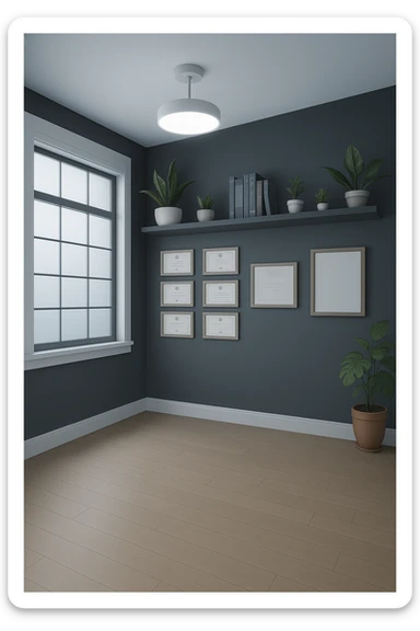 faMMI QUESTA STANZA SENZA LE PERSONE E SENZA LETTINO, SOLO LA STANZA. FALLA MOLTO PIù LUMINOSA CON LUCI PIù FREDDE E MODERNE, NON LUCI GIALLE sticker