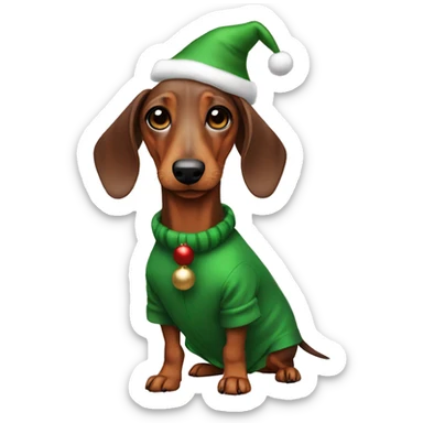 Dachshund wearing christmas outfit sticker