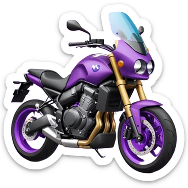 Créer un emoji copiable sur mon système iOS avec une moto mt07 noir mate / violet plus foncé que tu as et iridescent. le style de la mt07 doit être en roadster. sticker