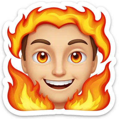 Obsessed smile with fire in eyes  sticker