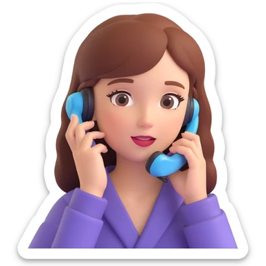 girl talking on phone bedroom background, close up pose sticker