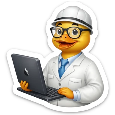 A very happy and lively computer engineer duck sticker