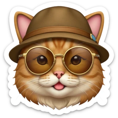 Cat with sunglasses and hat sticker