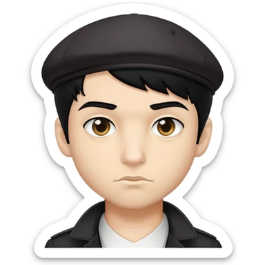 black hair to right, gangster costum , pretty body and face , cool boy , little nose sticker