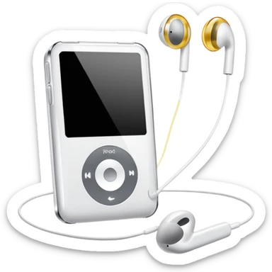 all white ipod and earphone
 sticker