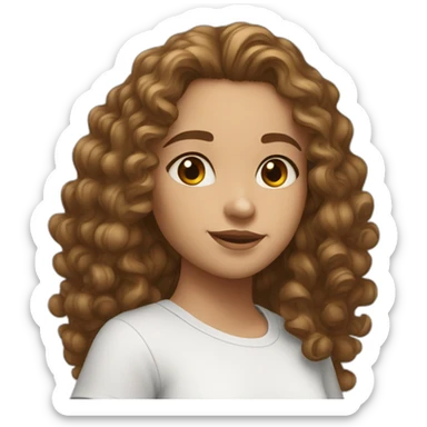 face of midle easten white curly tenage girl with medium brown hair in T-shirt sticker