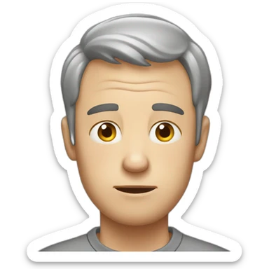 tired white man with very very very short hair in gray sweatshirt is very very very scared sticker