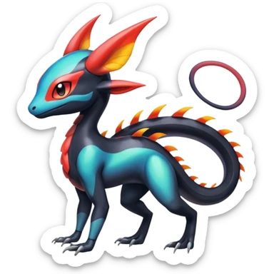 Colorful Translucent Tricky Hot Handsome Meloetta-Salandit-Nargacuga-Pokémon-Fakémon-fusion-hybrid-creature sticker