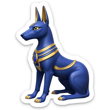 Regal Black, gold, and lapis anubis statue posed  sticker