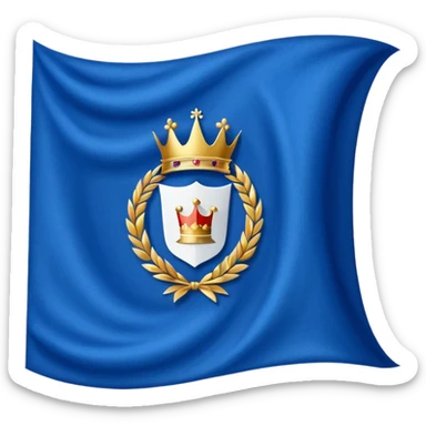 Wave Banner — blue cloth + white crest,Royal Banner. sticker