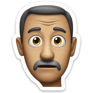 Strange and desperate looking man in his eyes reaching his hand out sticker