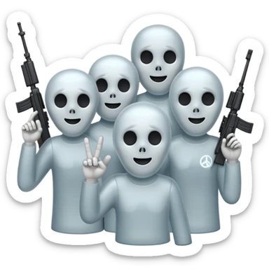 Fantasmas con un fusil moderno y haciendo haciendo en en forma de ✌️ con los dedos sticker