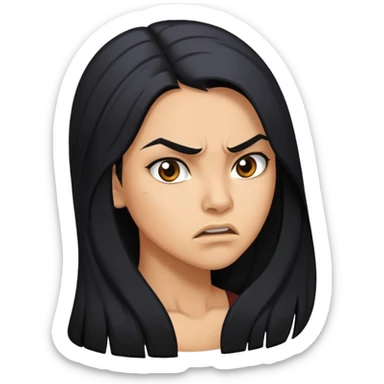 Angry, young, Hispanic woman with long black hair, side profile  sticker