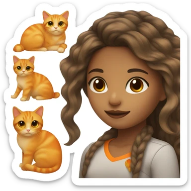 Hispanic girl with blonde balayage and brown eyes holding an orange cat sticker