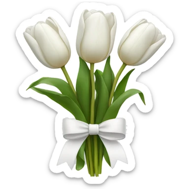 white tulip bouquet with a white bow holding the flowers together sticker