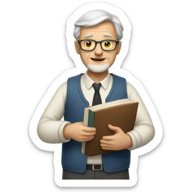 Older man teacher held book standing sticker