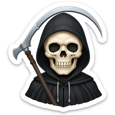 zoomed black hood skull big scythe sticker