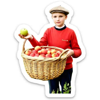 ein tiefer Teller mit breitem rand, darin ein haufen mit gelber Krümel unterschiedlicher Grösse. obendrauf seitlich ein Häufchen Apfelmus. ein Löffel steckt drin sticker