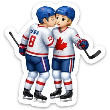 USA and Canada hockey players kissing  sticker