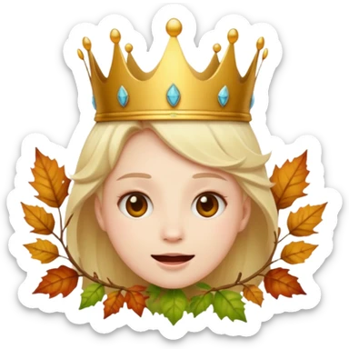 fall ecstatic emoticon artsy slightly creepy crown of leaves but make the base a normal emoji sticker